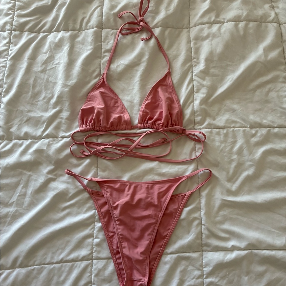Shein Pink Triangle Bikini Set | Size L